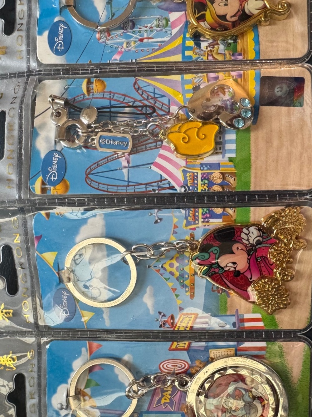 Vintage Disney Carnival Keychain & Phone Charm Lot of 4 – Mickey, Minnie, Donald